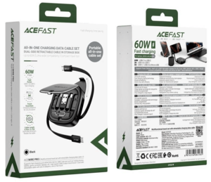 ACEFAST – ערכת כבל טעינה/נתונים All-in-One עם כבל נשלף דו־צדדי עד 60W