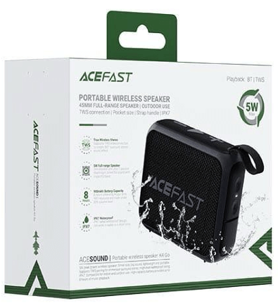 רמקול אלחוטי נייד ACEFAST – קומפקטי 5W, עמיד למים, עם TWS ורצועת נשיאה
