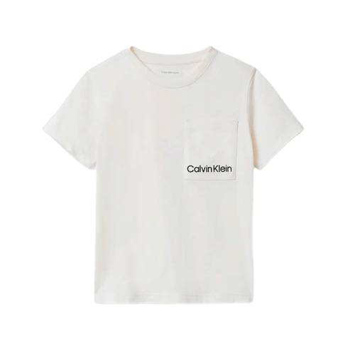חולצה CALVIN KLEIN מידות 4-16 לילדים בגוון שמנת עם כיס