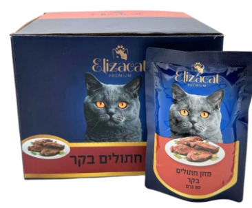 מעדן פאוץ' אליזקט בקר לחתולים 80 גרם - Elizacat Premium Beef