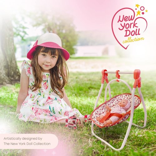 סט עגלה + סלקל + מיטה לבובה מבית New York Doll Collection
