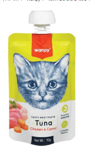 : וונפי פאוץ' לחתולים טונה, עוף וגזר – 90 גרם Wanpy | מולי חיות מחמד