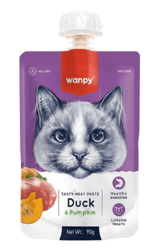 וונפי פאוץ' לחתולים – ברווז ודלעת 90 גרם Wanpy | מולי חיות מחמד