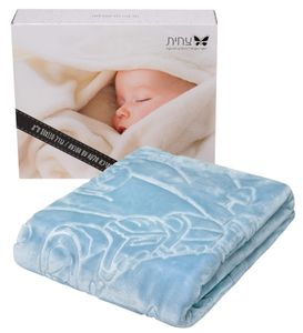שמיכת תינוק קטיפתית גדולה לעונת המעבר והחורף 140*110 ס"מ - תכלת