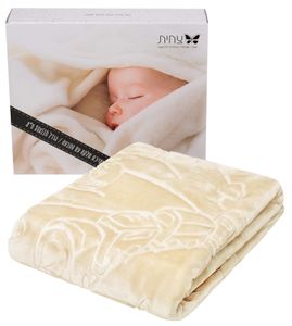 שמיכת תינוק קטיפתית גדולה לעונת המעבר והחורף 140*110 ס"מ - שמנת