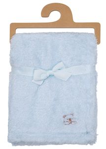 שמיכת תינוק פרוותית קורל 75 על 100 ס"מ לעריסה / מיטה / עגלה - תכלת