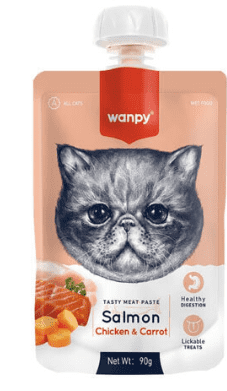 וונפי פאוץ' לחתולים – סלמון עוף וגזר 90 גרם Wanpy | מולי חיות מחמד