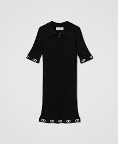 Short knit dress with polo shirt neck