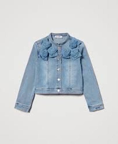 Denim jacket with roses