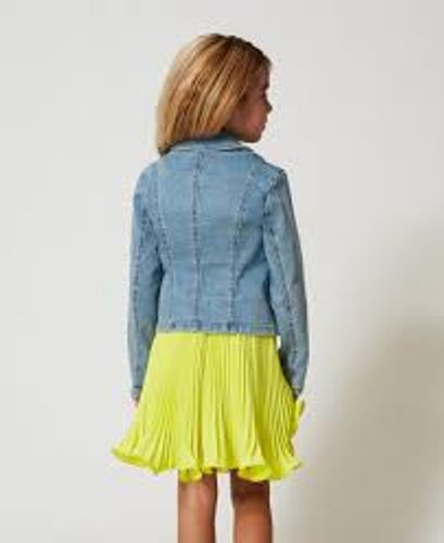 Denim jacket with logo buttons