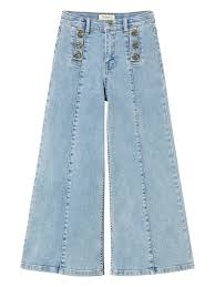 Wide leg jeans with logo buttons Girl, Blue |