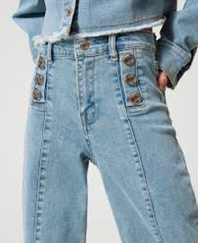 Wide leg jeans with logo buttons Girl, Blue |