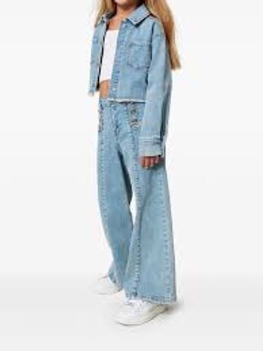 Wide leg jeans with logo buttons Girl, Blue |