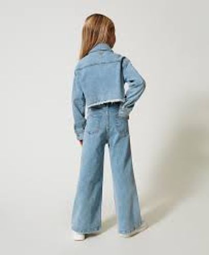 Wide leg jeans with logo buttons Girl, Blue |