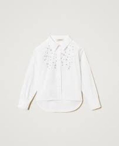 Poplin maxi shirt with embroidery