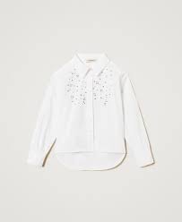 Poplin maxi shirt with embroidery