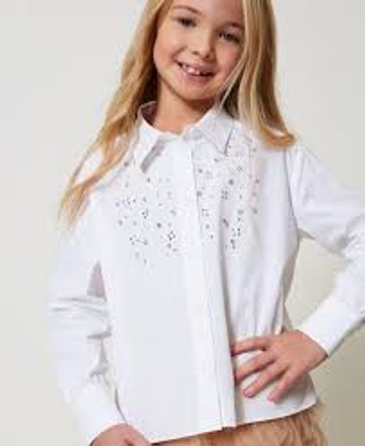 Poplin maxi shirt with embroidery