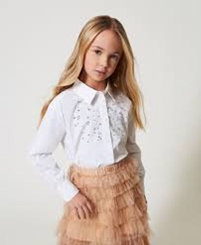 Poplin maxi shirt with embroidery