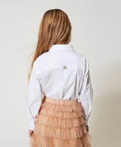 Poplin maxi shirt with embroidery