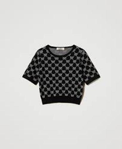 Crew neck jumper with Oval T jacquard