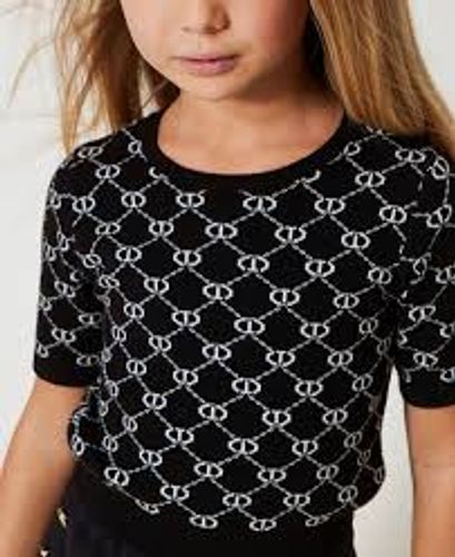 Crew neck jumper with Oval T jacquard