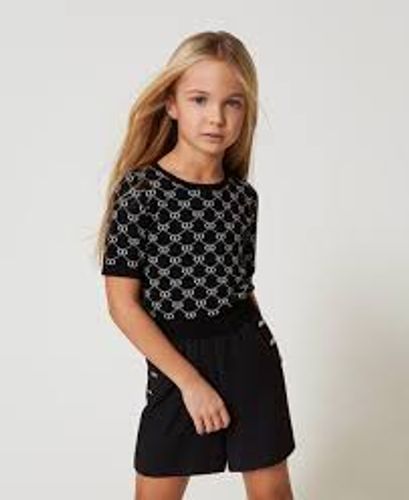 Crew neck jumper with Oval T jacquard