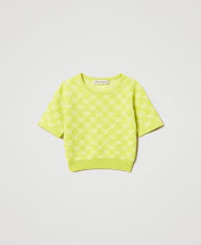 Crew neck jumper with Oval T jacquard