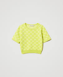 Crew neck jumper with Oval T jacquard