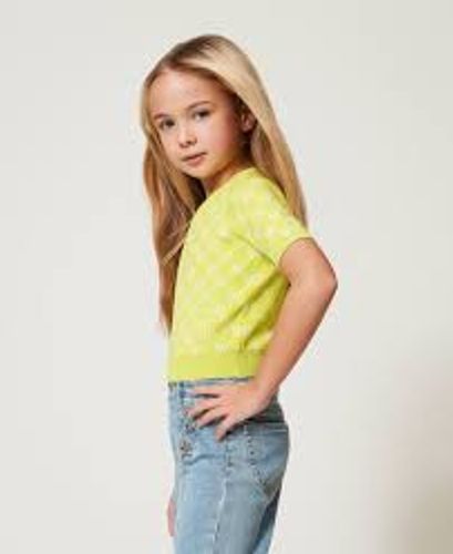 Crew neck jumper with Oval T jacquard