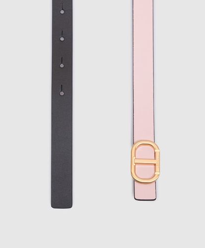 Reversible leather belt with buckle