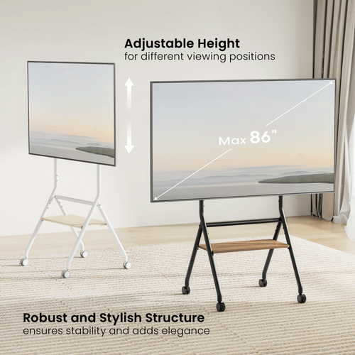 מעמד רצפתי סטנד נייד חצובה מעוצב וגלגלים למסכים  