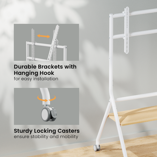 מעמד רצפתי סטנד נייד חצובה מעוצב וגלגלים למסכים  