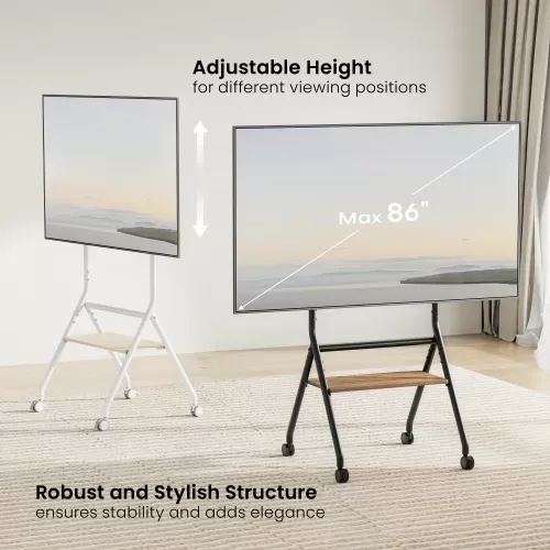 מעמד רצפתי סטנד נייד חצובה מעוצב וגלגלים למסכים  