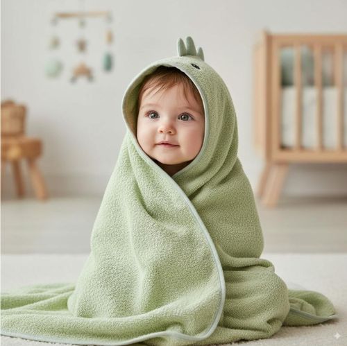 מגבת עם כובע לתינוק 100% כותנה - דינוזאור