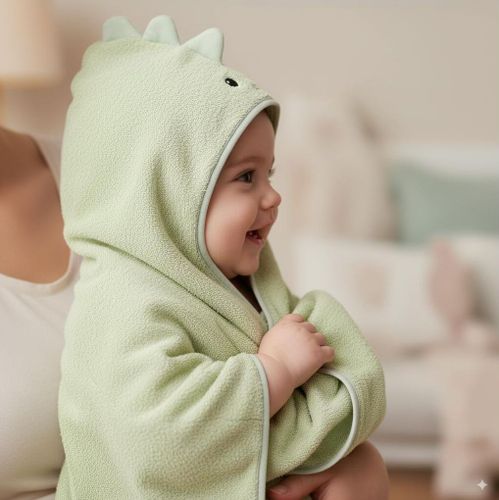 מגבת עם כובע לתינוק 100% כותנה - דינוזאור