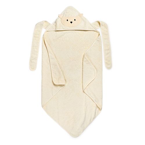 מגבת לתינוק עם רצועות קשירה וכובע 100% כותנה מסדרת 'חיות חביבות' - טלה