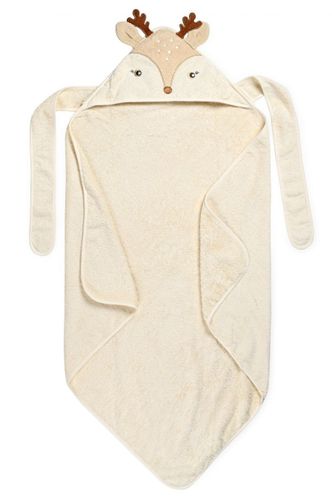 מגבת לתינוק עם רצועות קשירה וכובע 100% כותנה מסדרת 'חיות חביבות' - אייל