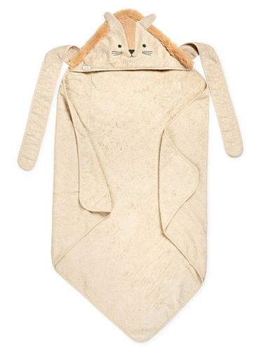 מגבת לתינוק עם רצועות קשירה וכובע 100% כותנה מסדרת 'חיות חביבות' - אריה