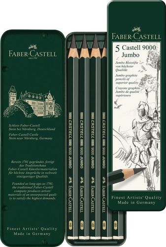 סט 5 גרפיט קסטל ג'מבו 9000 FABER CASTELL Castell Jumbo  