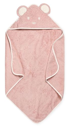 מגבת עם כובע לתינוק 100% כותנה - עכברון ורוד