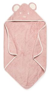מגבת עם כובע לתינוק 100% כותנה - עכברון ורוד