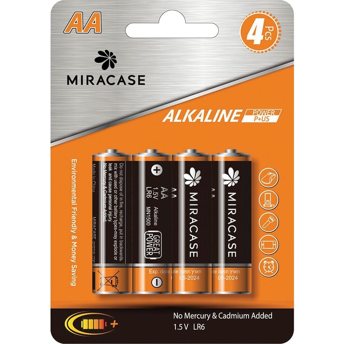 סט 4 סוללות מירקאס דגם MIRACASE ALKALINE AA 59141-004-02