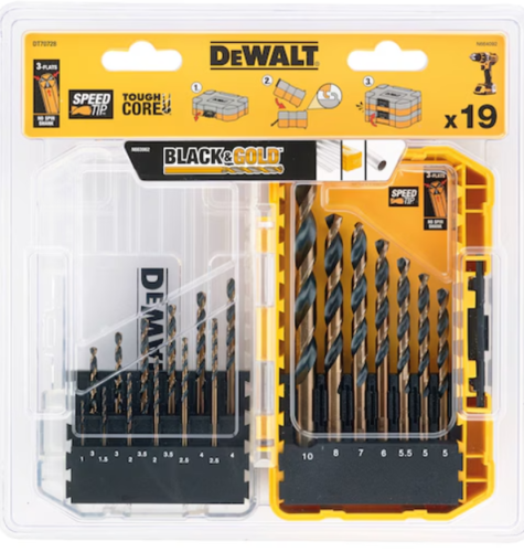 סט 19 מקדחי זהב למתכת DEWALT דגם DT70728