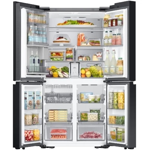  ‎ מקרר 4 דלתות Samsung BESPOKE RF65DB975 זכוכית שחורה – 645 ליטר, מקפיא תחתון