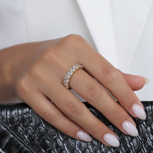 טבעת יהלומים אובליים 1.30CT זהב 14K