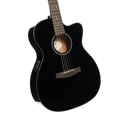 גיטרה אקוסטית מוגברת שחורה CORT 081-L60CE BK CUTAWAY Solid Top