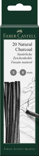 20 מקלות פחם טבעי 3-6 FABER CASTELL 