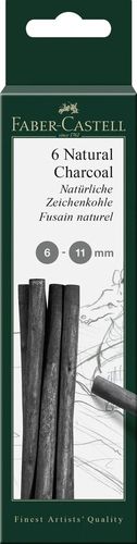 6 מקלות פחם טבעי 6-11 FABER CASTELL 
