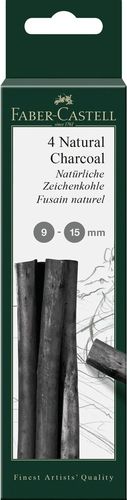 4 מקלות פחם טבעי 9-15 FABER CASTELL 