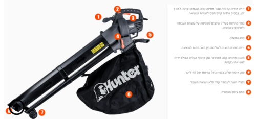 מפוח אוויר חשמלי 3000W שואב נושף וגורס HUNTER